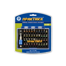 Набор бит ПРАКТИКА "Профи"  42шт, 25 мм, PH, PZ, SL, Hex, Torx, Tri-Wing, держатель 60 мм, (777-499)PH, PZ, SL, Hex, Torx, Tri-Wing, держатель 60 мм, кассета