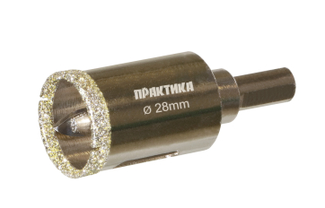 Коронка алмазная ПРАКТИКА "Профи" по керамограниту/керамике 28х70мм, пилотное сверло, (1шт (917-606)(1шт) блистер