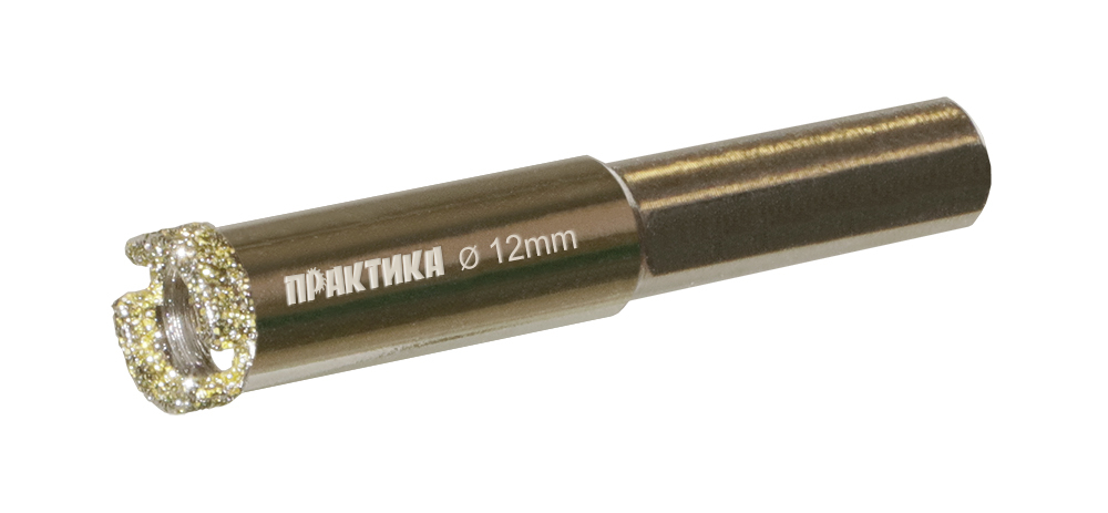 Коронка алмазная ПРАКТИКА "Профи" по керамограниту/керамике 12х65мм (1шт) блистер (917-538)