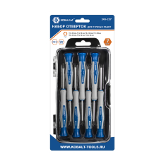 Набор отверток для точных работ КОБАЛЬТ Ultra Grip 50 мм, TORX: T4; T5; T6; T7; T8; T9; T1 (245-237)TORX: T4; T5; T6; T7; T8; T9; T10. CR-V кейс (7 шт.) блистер