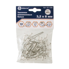 Заклепки КОБАЛЬТ алюминиевые, 3,2 х 8 мм, белые RAL 9003 (50 шт.) пакет