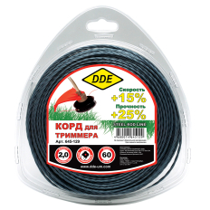 Корд триммерный в блистере DDE "Steel rod line" (крест витой армированный) 2,0 мм х 60 м, голубой/к(крест витой армированный) 2,0 мм х 60 м, голубой/красный