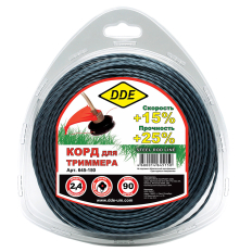 Корд триммерный в блистере DDE "Steel rod line" (крест витой армированный) 2,4 мм х 90 м, голубой/к(крест витой армированный) 2,4 мм х 90 м, голубой/красный