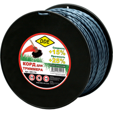 Корд триммерный на катушке DDE "Steel rod line" (крест витой армированный) 3,0 мм х 160 м, (645-174)(крест витой армированный) 3,0 мм х 160 м, голубой/красный