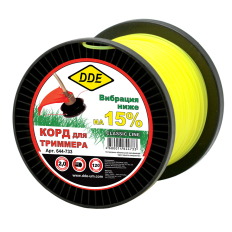 Корд триммерный на катушке DDE "Classic line" (круг) 2,0 мм х 120 м, желтый (644-733)(круг) 2,0 мм х 126м, желтый