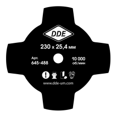 Нож для триммера DDE GRASS CUT 4-хлопастной, 230 х 25,4 мм  (толщина = 1,4 мм)(толщина = 1,4 мм) 