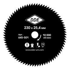 Нож для триммера DDE WOOD CUT 60 зубьев, 230 х 25,4 мм  (толщина = 1,4 мм)(толщина = 1,4 мм) 