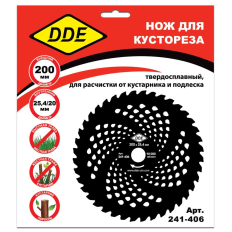 Нож для кустореза DDE WOOD CUT твердосплавный, 40 зубьев, 200 х 25,4/20  (толщина = 1,3 мм)(толщина = 1,3 мм)