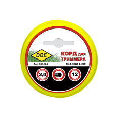 Корд триммерный на подвесе DDE "Classic line" (круг) 2,0 мм х 12 м, желтый(круг) 2,0 мм х 12 м, желтый