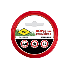 Корд триммерный на подвесе DDE "Speed line" (звезда) 2,0 мм х 12 м, красный(звезда) 2,0 мм х 12 м, красный