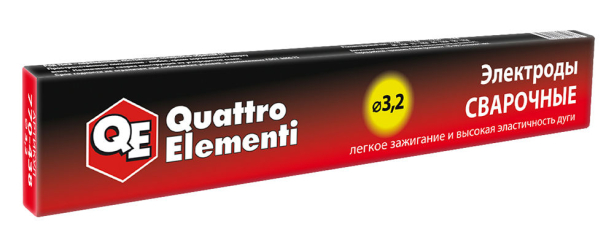 Электроды сварочные QUATTRO ELEMENTI рутиловые,   3,2 мм, масса 0,9 кг (770-438)  3,2 мм, масса 0,9 кг
