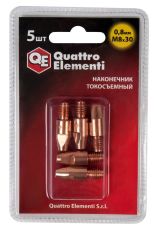 Наконечник токосъемный QUATTRO ELEMENTI M8x30   0.8 мм (5 шт) в блистере, для горелки полу (771-268)(5 шт) в блистере, для горелки полуавтомата