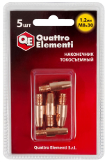 Наконечник токосъемный QUATTRO ELEMENTI M8x30   1.2 мм (5 шт) в блистере, для горелки полу (771-282)(5 шт) в блистере, для горелки полуавтомата