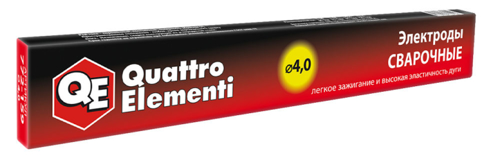 Электроды сварочные QUATTRO ELEMENTI рутиловые,   4,0 мм, масса 0,9 кг (772-159)  4,0 мм, масса 0,9 кг