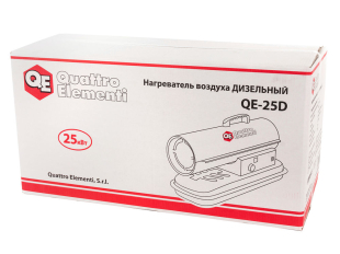 Нагреватель воздуха дизельный прямого нагрева QUATTRO ELEMENTI QE-25D (25кВт, 400 м.куб/ч, бак 20л, 2,2л/ч, 15,7кг) (772-333)(25кВт, 400 м.куб/ч, бак 20л, 2,2л/ч, 15,7кг) (772-333)