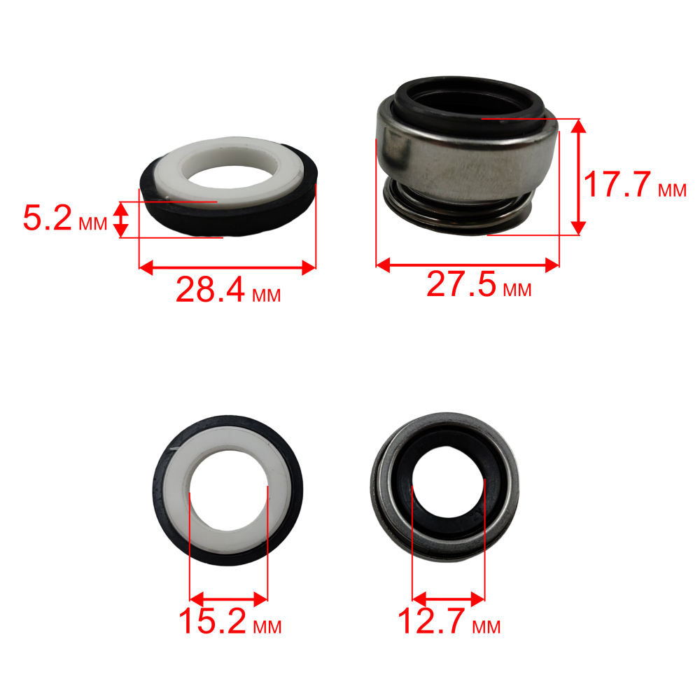 Сальник механический QUATTRO ELEMENTI D1000H Inox (мех: Ø27,5мм, Ø13мм, высота 17мм) (кер: Ø28мм, Ø15мм, высота 5мм)(мех: Ø27,5мм, Ø13мм, высота 17мм) (кер: Ø28мм, Ø15мм, высота 5мм)