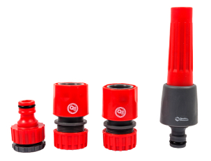 Набор поливочный QUATTRO ELEMENTI 4 предмета. Соединитель 1/2"-2шт, штуцер 1/2" и 3/4", на (646-188)штуцер 1/2" и 3/4", насадка поливочная