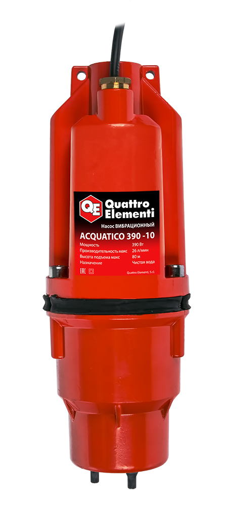 Насос вибрационный QUATTRO ELEMENTI Acquatico 390-10 (390 Вт, 1560 л/ч, для чистой, 80м, кабель10 м(390 Вт, 1560 л/ч, для чистой, 80м, кабель10 м, 3,2кг) 