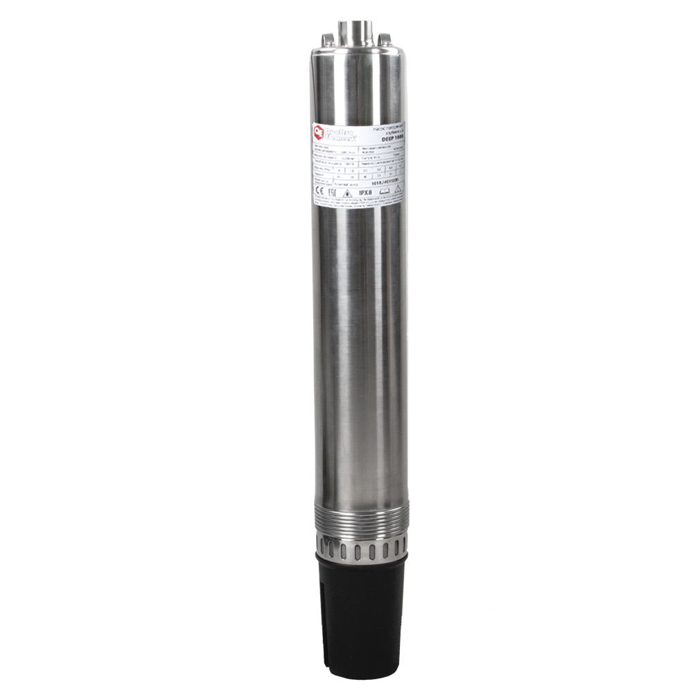 Насос глубинный QUATTRO ELEMENTI Deep 1000 (1000 Вт, 5200 л/ч, для чистой, 60 м, 10.8 кг, нерж.корп(1000 Вт, 5200 л/ч, для чистой, 60 м, 10.8 кг, нерж.корпус, пров. 20м)