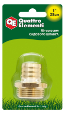 Штуцер для шланга QUATTRO ELEMENTI внеш. резьба 1" - "ёлочка" 25 мм, латунь (771-855)латунь