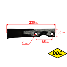 Нож для культиватора DDE V600 II / V650 II Мустанг 2,3,Кентавры правый -->HSD1G80 (50201-T01501-B01)