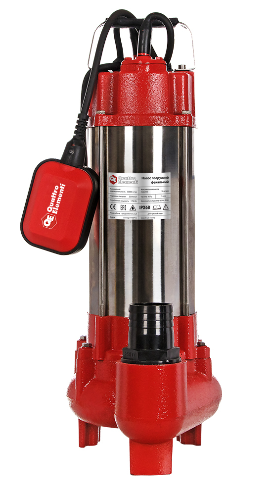 Насос фекальный QUATTRO ELEMENTI Sewage 1700F Ci (1700 Вт, 30000 л/ч, для грязной, 18 м, 22,0 кг)(1700 Вт, 30000 л/ч, для грязной, 18 м, 22,0 кг)