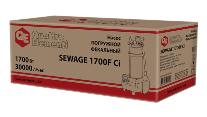 Насос фекальный QUATTRO ELEMENTI Sewage 1700F Ci (1700 Вт, 30000 л/ч, для грязной, 18 м, 22,0 кг)(1700 Вт, 30000 л/ч, для грязной, 18 м, 22,0 кг)