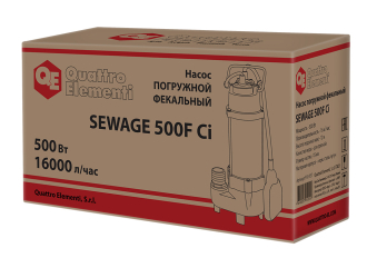 Насос фекальный QUATTRO ELEMENTI Sewage  500F Ci (500 Вт, 20000 л/ч, для грязной, 12 м, 16,0 кг)(500 Вт, 20000 л/ч, для грязной, 12 м, 16,0 кг)