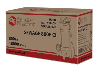 Насос фекальный QUATTRO ELEMENTI Sewage  800F Ci (800 Вт, 18000 л/ч, для грязной, 14 м, 17,6 кг)(800 Вт, 18000 л/ч, для грязной, 14 м, 17,6 кг)