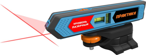 Уровень лазерный ПРАКТИКА линейный на подставке; видимость: точка 20м, боковая линия 3 м  (649-417)