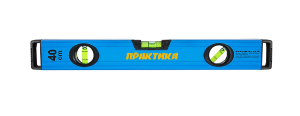 Уровень строительный ПРАКТИКА серия Профи,  400 мм, профиль 22 x 51 мм, 3 глазка, точность (242-762)профиль 22 x 51 мм, 3 глазка, точность 0,5 мм/м