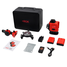 Комплект лазерного уровня RGK ALPHA 4D и рулетка AMO R303