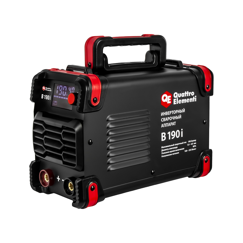 Аппарат электродной сварки QUATTRO ELEMENTI B 190i (190 А, электроды до 4.0 мм, LED дисплей, TIG-Lift) (922-630)(190 А, электроды до 4.0 мм, LED дисплей, TIG-Lift) (922-630)