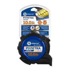 Рулетка КОБАЛЬТ УЛЬТРА 10м х 32мм, обрезиненный корпус, нейл. покр. ленты 0.13 мм, широк. магнит, тройной стопор, блист. подвес (924-054)нейл. покр. ленты 0.13 мм, широк. магнит, тройной стопор, блист. подвес (924-054)