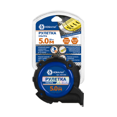 Рулетка КОБАЛЬТ УЛЬТРА 5м х 32мм, обрезиненный корпус, нейл. покр. ленты 0.13 мм, широкий магнит, тройной стопор, блист. подвес (924-030)нейл. покр. ленты 0.13 мм, широкий магнит, тройной стопор, блист. подвес (924-030)