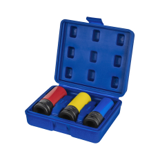 Набор головок торцевых ударных глубоких КОБАЛЬТ 1/2": 17, 19, 21 мм, для легкосплавных колесных дисков, CR-MO, 3 шт., кейс (923-972)дисков, CR-MO, 3 шт., кейс (923-972)