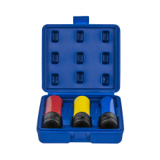 Набор головок торцевых ударных глубоких КОБАЛЬТ 1/2": 17, 19, 21 мм, для легкосплавных колесных дисков, CR-MO, 3 шт., кейс (923-972)дисков, CR-MO, 3 шт., кейс (923-972)