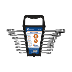 Набор ключей комбинированных трещоточных КОБАЛЬТ 8,10,11,12,13,14,17,19 мм, CR-V, трещоточный механизм 90 ЗУБЬЕВ, держатель (923-989)трещоточный механизм 90 ЗУБЬЕВ, держатель (923-989)