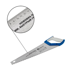 Ножовка по дереву КОБАЛЬТ быстрый грубый рез, 400 мм, шаг 7.5 мм (3.5 TPI), закаленные зубья, 2D-заточка, 2-х комп. рукоятка (916-615)400 мм, шаг 7.5 мм (3.5 TPI), закаленные зубья, 2D-заточка, 2-х комп. рукоятка (916-615)