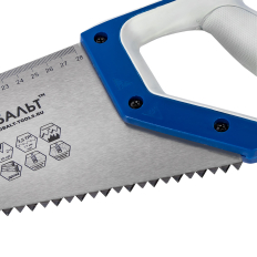 Ножовка по дереву КОБАЛЬТ быстрый грубый рез, 400 мм, шаг 7.5 мм (3.5 TPI), закаленные зубья, 2D-заточка, 2-х комп. рукоятка (916-615)400 мм, шаг 7.5 мм (3.5 TPI), закаленные зубья, 2D-заточка, 2-х комп. рукоятка (916-615)