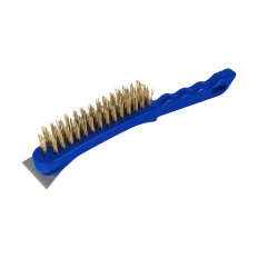 Кордщетка ручная КОБАЛЬТ 4-рядная, стальная, латунированная, 290 мм, СО СКРЕБКОМ, пластиковая рукоятка (925-013)290 мм, СО СКРЕБКОМ, пластиковая рукоятка (925-013)