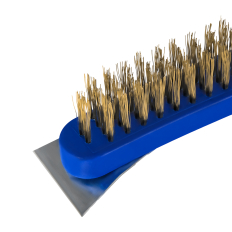 Кордщетка ручная КОБАЛЬТ 4-рядная, стальная, латунированная, 290 мм, СО СКРЕБКОМ, пластиковая рукоятка (925-013)290 мм, СО СКРЕБКОМ, пластиковая рукоятка (925-013)
