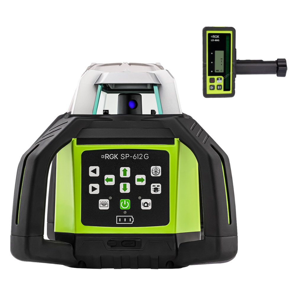 Комплект: ротационный нивелир RGK SP-612G с калибровкой + миллиметровый приёмник излучения RGK LD-88G
