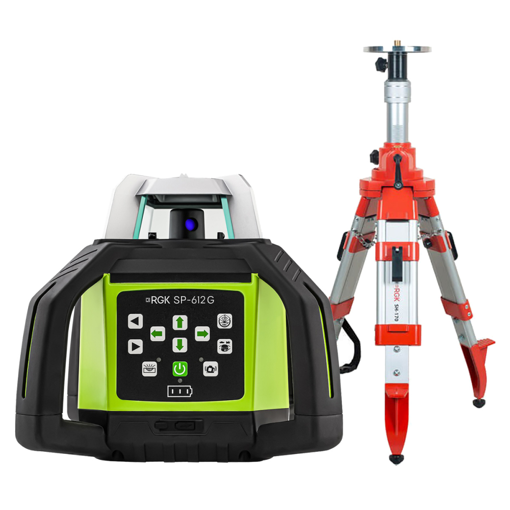 Комплект: ротационный нивелир RGK SP-612G с калибровкой + элевационный штатив RGK SH-170